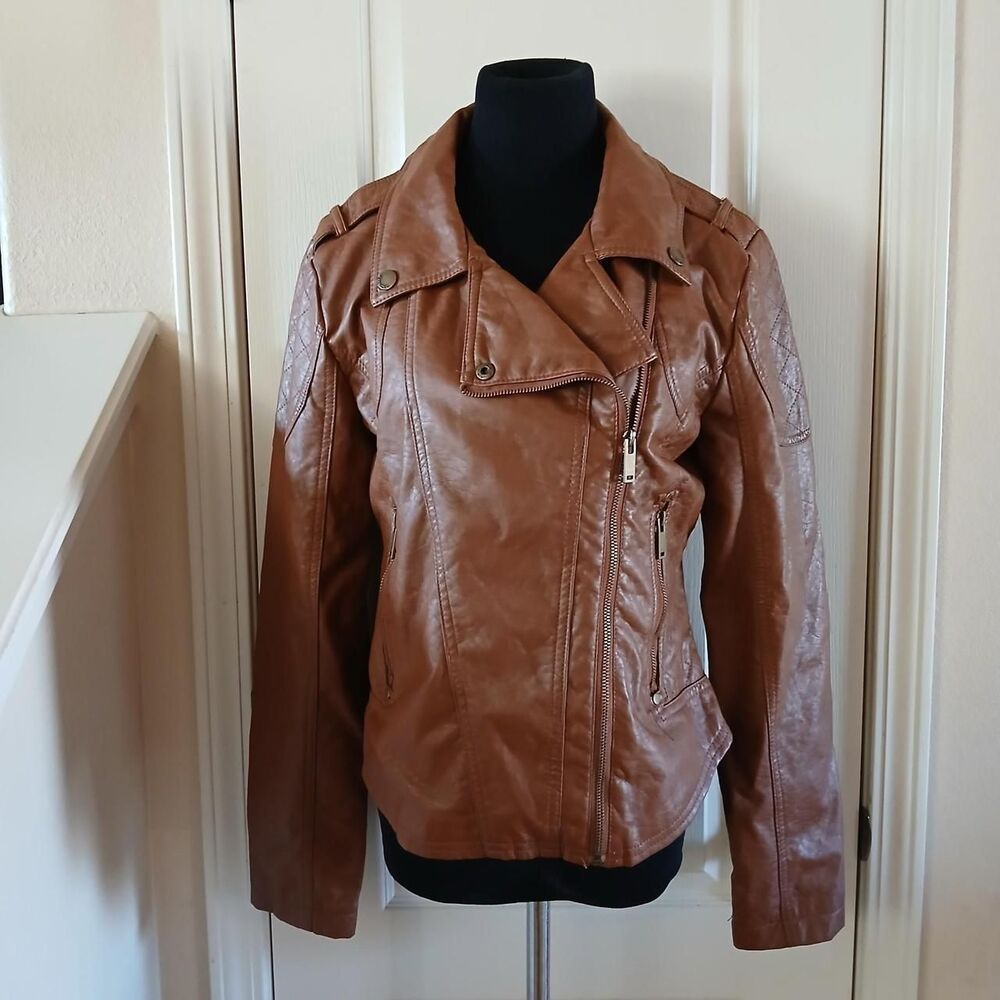 Y2K 2000s Vintage Dollhouse Faux Leather Moto Jacket Juniors L Streetwear Bratz
